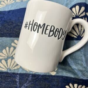 #Homebody Coffee C up Mug Pier One White Black 20 Oz Ceramic Simple Home